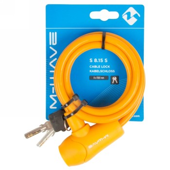 M-Wave spiral silicone lock, 1500 x 8 mm, orange, on card - 3