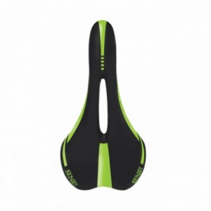 Selle velo senso 3274 avec trou, modèle sport 3274, couleur noir / vert fluo - 1