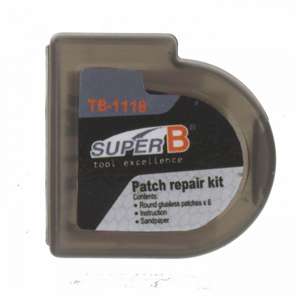 Patch set super b classic tb-1118, self-adhesive tube patches, with sandpaper, set of 6 in plastic box - 1