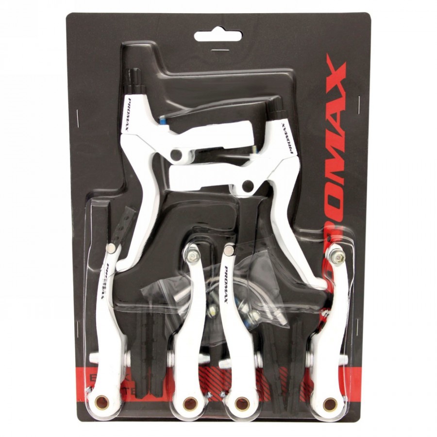 V-brake body set, promax white, consisting of art. no. 361490 and 360831, en tested (en 14766), in blister packaging - 2