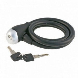 Spiral padlock 12x1200mm in black silicone with key - 1