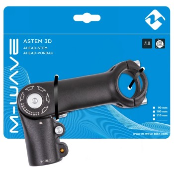 Ahead handlebar stem st-c2.1, aluminium, adjustable from 0°-90°, ext. 90 mm, for 31.8 mm handlebars, for 1.1/8' (28.6 mm), black