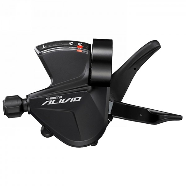 Shift lever , shimano sl-m3100-l, alivio, left,3-speed rapidfire plus 1800mm inner, w/ optical gear display, bulk - 1