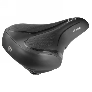 selle city/comfort, velo - fit townie, l, 268 x 199 mm, noir avec bandes argentées, sur carte - 1