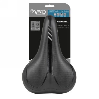 selle city/comfort, velo - fit townie, l, 268 x 199 mm, noir avec bandes argentées, sur carte - 3