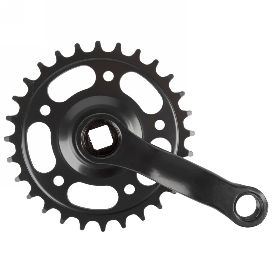 crankset, for 12', 1-speed, 89 mm steel crank, steel chainring 28 t., jis, for square bottom bracket, black, mv - 1