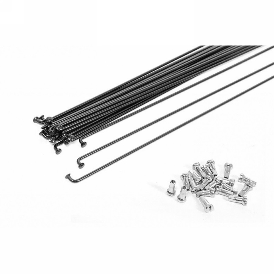 Spokes 295 x 2mm black with nipples 10 pieces - 1