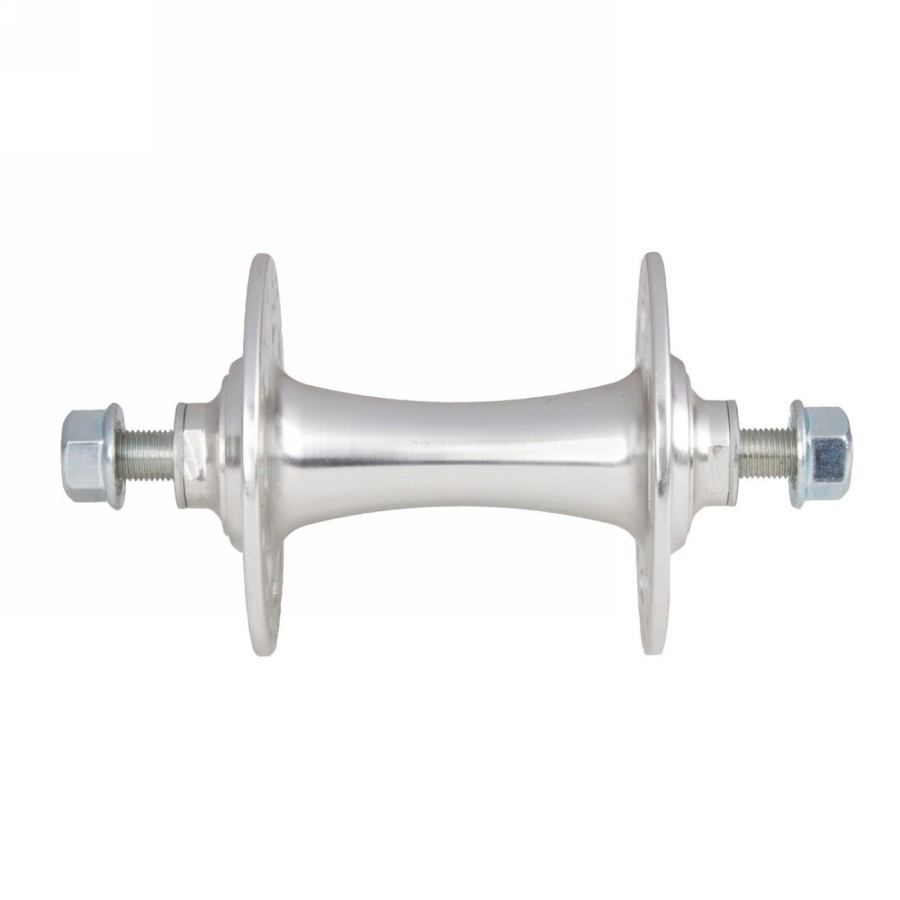 Track hub, aluminium, vr, 32 holes, old: 100 mm, 140 mm axle: 3/8', silver polished, with nuts, mv - 1