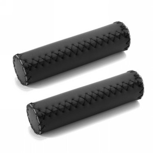 Black stitched faux leather grips 125mm - 1