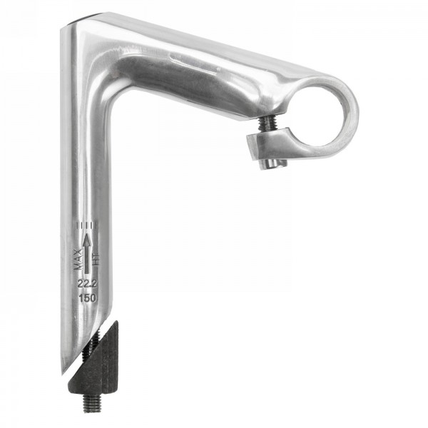 Handlebar stem, aluminium, 22.2/25.4, silver polished, angle -17°, length 150 mm, ext. 100 mm, mv - 1