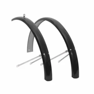 Pair of preassembled black 26 "holland mudguards with galvanized rods - 1