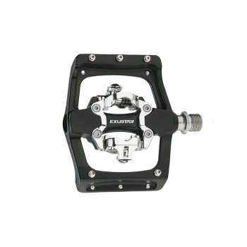 Pedal e-pm820 mtb 109x105mm en aluminio negro - doble función - 1