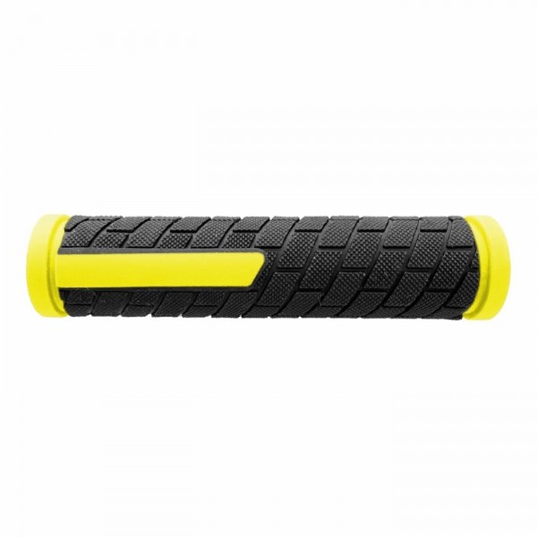 Poignées vtt sphere 128 mm en caoutchouc souple jaune fluo - 1