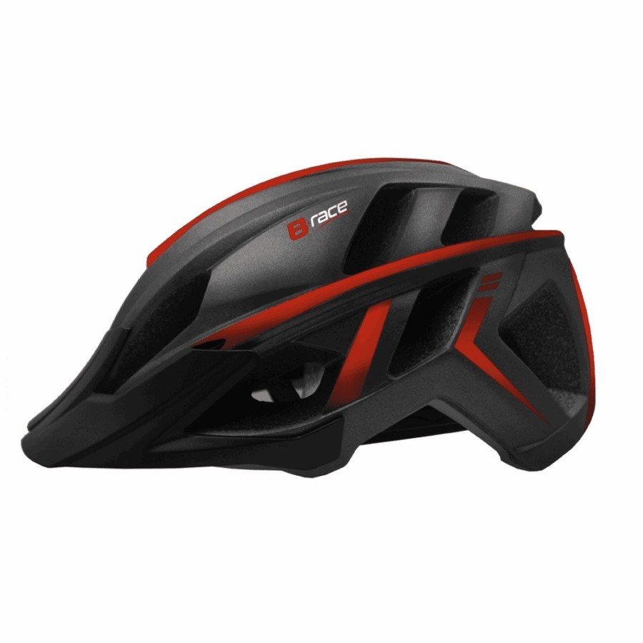 Casco b-race stone in-mold nero/rosso m 52/58 - 1