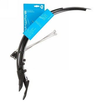 Mudguard set 24', 56 mm, flexible plastic mudguard with elect. contact strip, with strut mounting, vr+hr, black, - 4