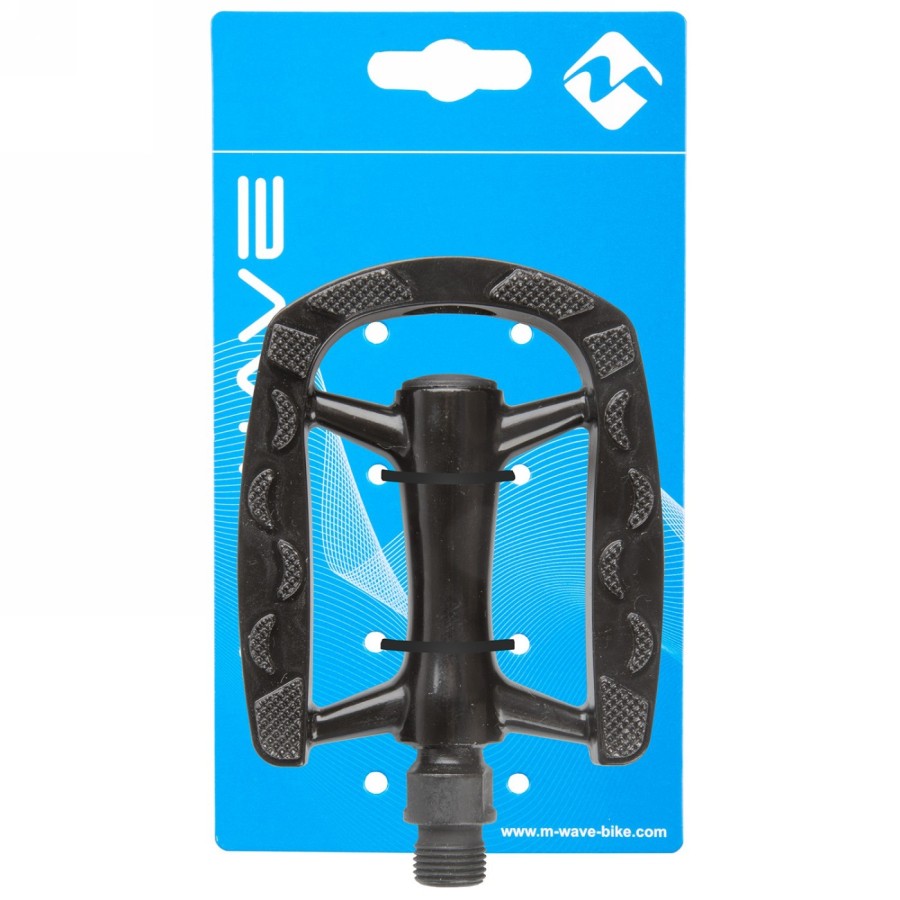 Pedal de trekking fijo a7, alu, ed negro, 97 x 81 x 23 mm, banda de rodadura cóncava, eje de boro negro de 2 caras de 9/16', con