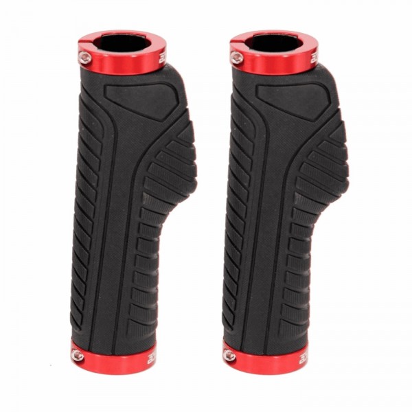 Ergonomic black/red aluminum grips - 1