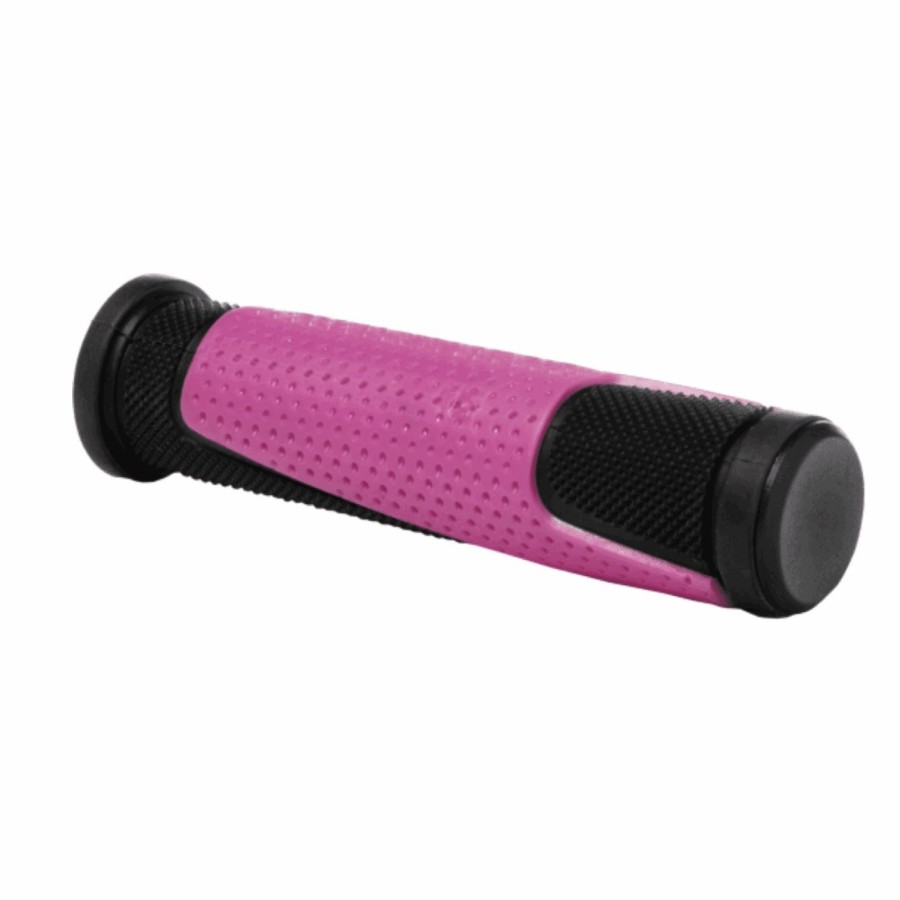 Pair of double d grips 125mm black / pink - 1