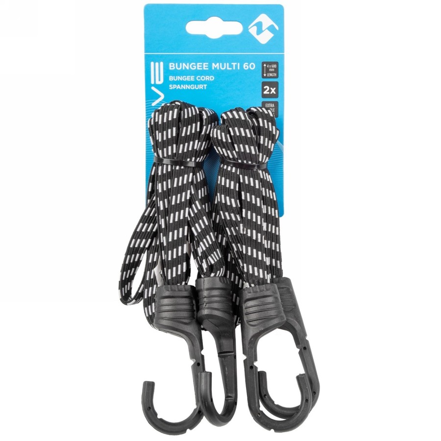 Correa de equipaje de 4 bandas bungee multi 60, 600 x 13 mm, negra, por pares en tarjeta m-wave - 2