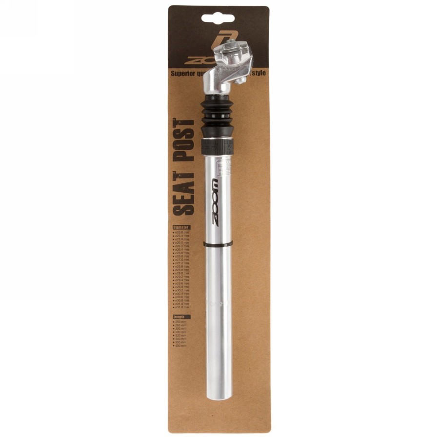 Seat post zoom, aluminium, silver, 350 x 27.2 mm, spring-mounted (35 mm), adjustable play and preload, with scale - 2