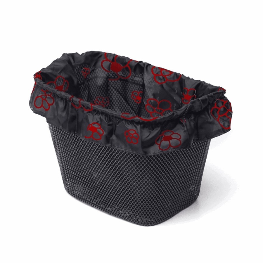 Front basket cover fantasy black red flowers - 1