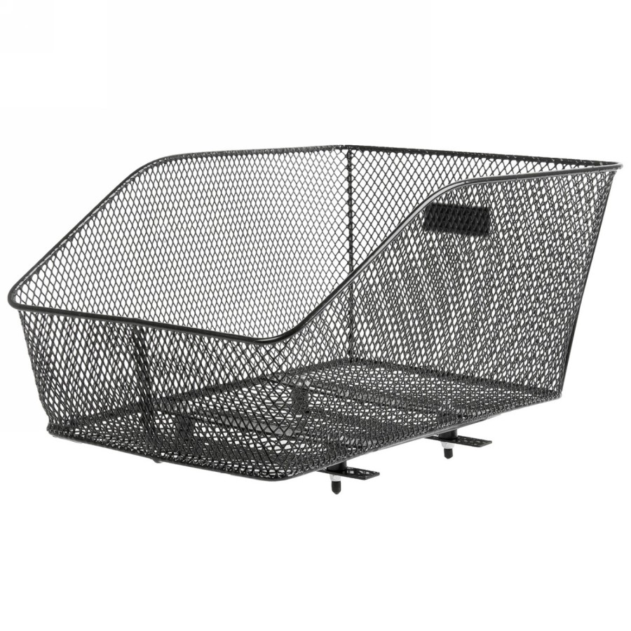 Wire basket m-wave, bevelled, for rear, 45.5 x 29.5 x 20/13 cm (lxwxh), black, fixed lengthwise above the carrier - 1