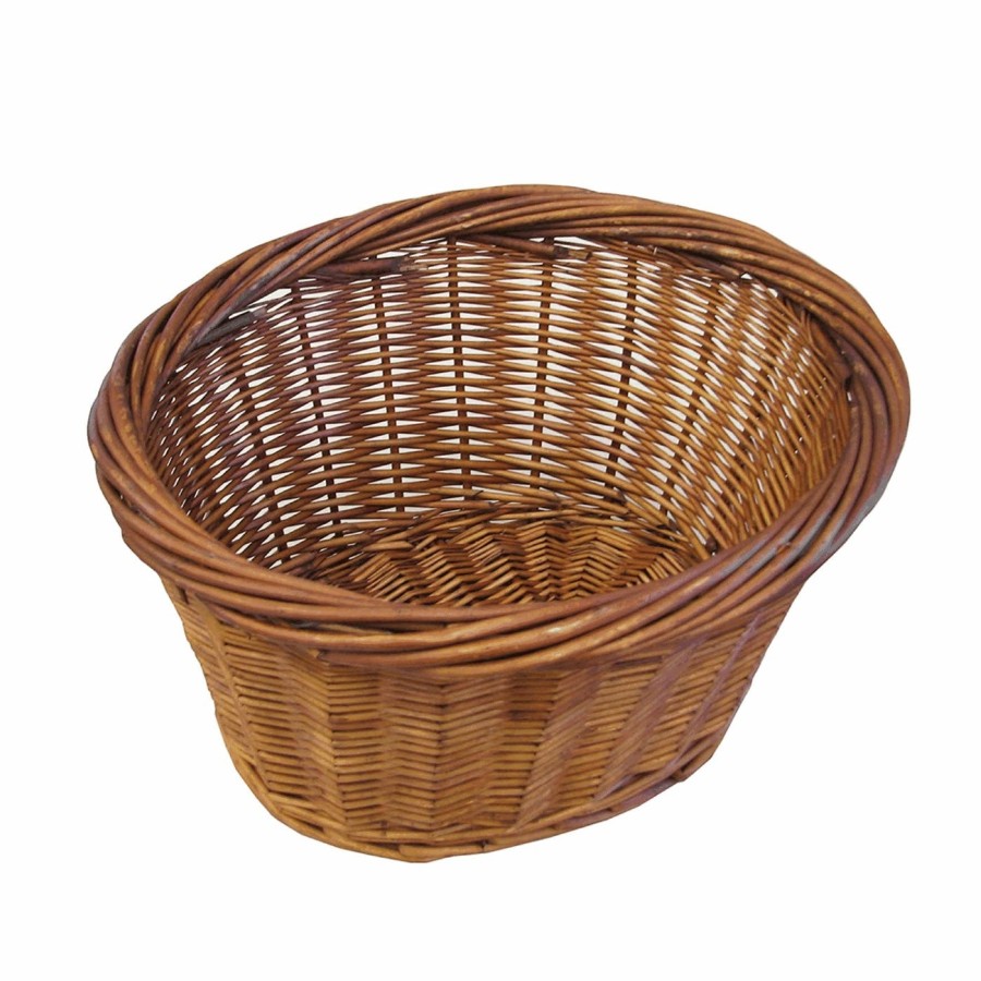 Wicker front oval basket 41x31x25cm size: large brown - 1