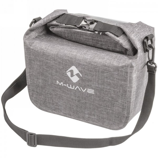 Borsa impermeabile da manubrio frontale suburbana, realizzata in nylon tpu, grigio screziato con stampa riflettente - 1 - Borse 