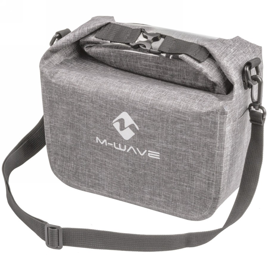 Waterproof handlebar bag suburban front, made of nylon tpu, grey mottled with reflective print - 1