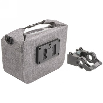 Waterproof handlebar bag suburban front, made of nylon tpu, grey mottled with reflective print - 2