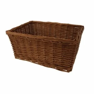 Rectangular brown wicker basket 43 x 33 x 19cm - 1