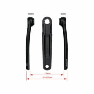 Pair of cranks compatible with bosch gen4 yamaha pwx ck-762/is 165 isis black - 1