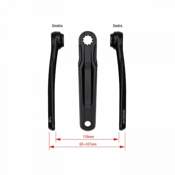 Pair of cranks compatible with bosch gen4 yamaha pwx ck-762/is 165 isis black - 1