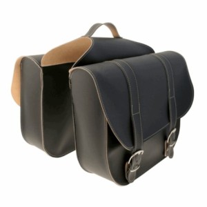 Black imitation leather saddlebag - 1
