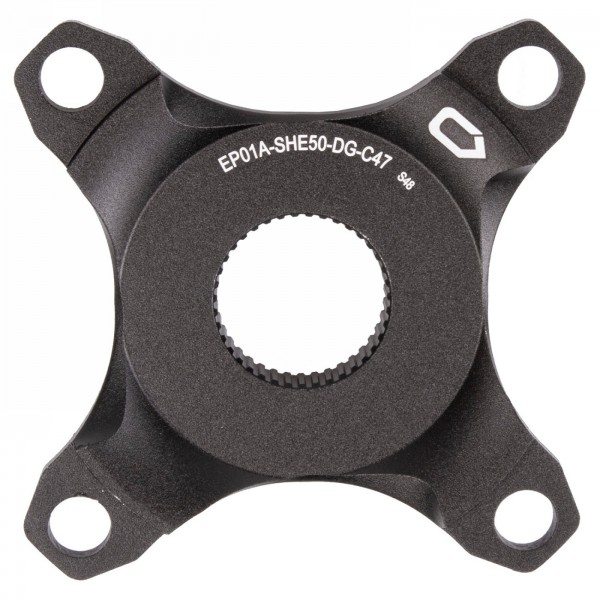 Spider, for shimano e5000 system, for chainline 47 mm, aluminium, for chain guard, black anodised, on euro hole card - 1