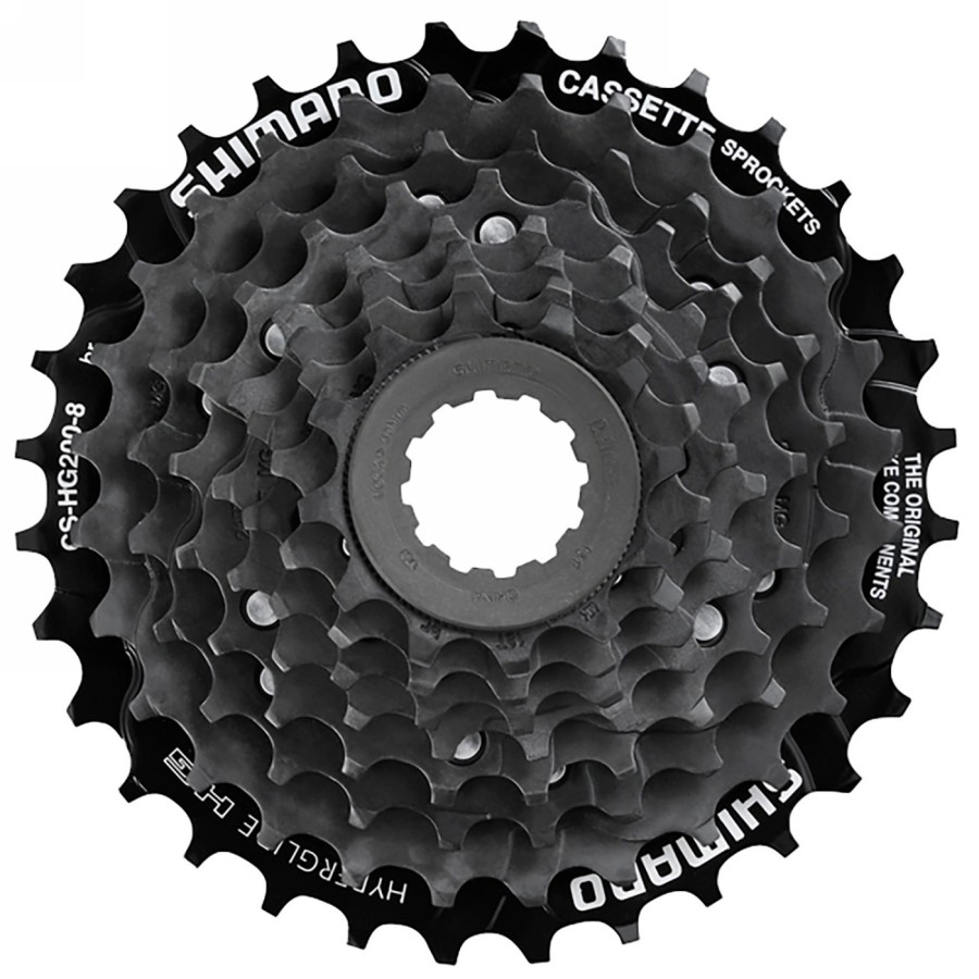 piñón de cassette shimano cs-hg200-8, 8 velocidades, 12-14-16-18-21-24-28-32(br), a granel - 1