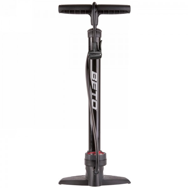 Floor pump beto, steel, shiny black, with pressure gauge, with double head for av/fv/dv - 1