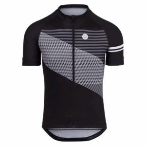 Striped sport men's jersey black - short sleeves size l - 1