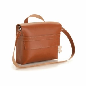 Brandy leather side bag with shoulder strap - 1