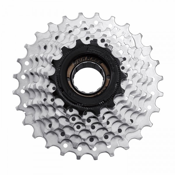 Megadrive 7s x 14/28t threaded freehub in silver/black steel - 1