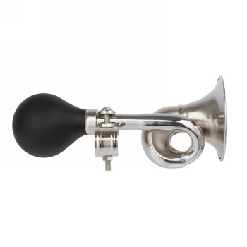 Pole trumpet, made of chrome-plated steel, approximately 180 mm long, with a clamp for a tube of about 22 mm. - 1