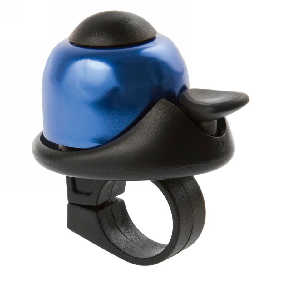 Mini bell m-wave, aluminium blue / black plastic base, with holder for handlebars, on card - 1