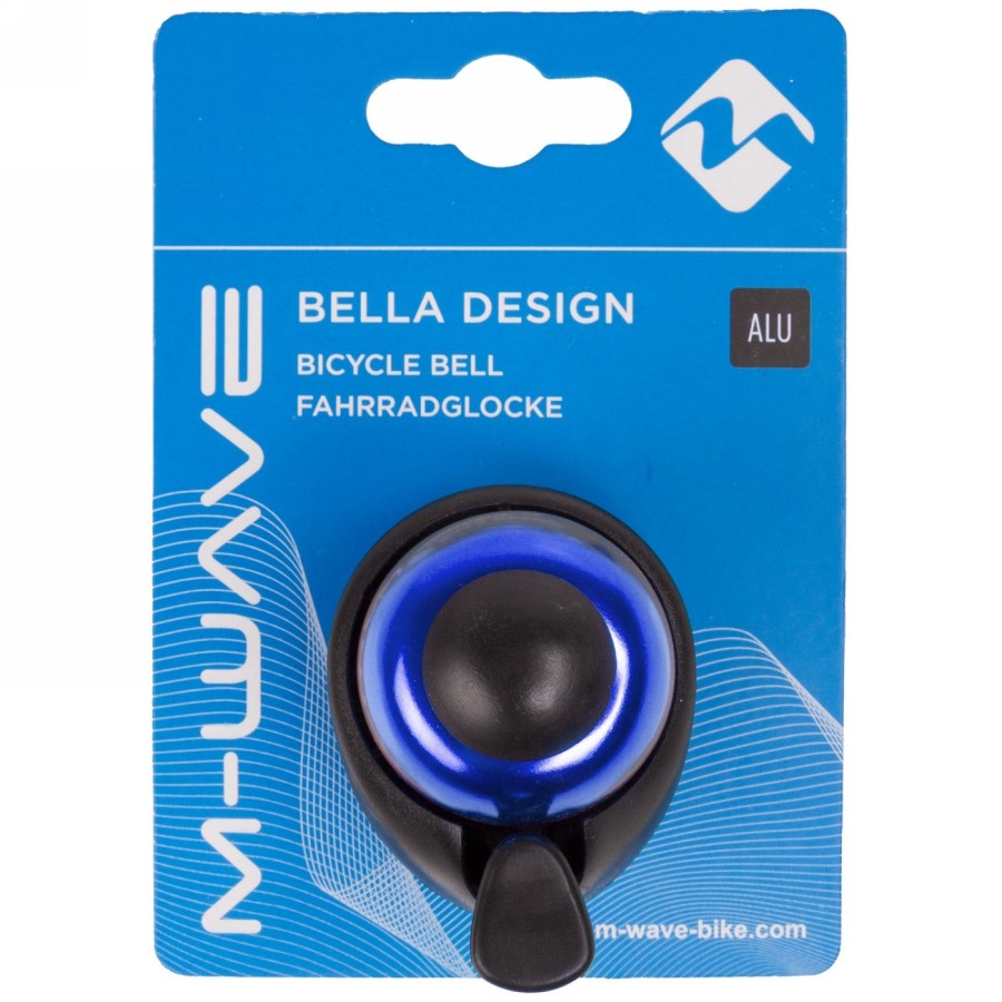 Mini-cloche m-wave, alu bleu / base plastique noire, avec support pour guidon, sur carte - 3