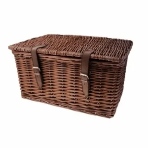 Rectangular brown wicker basket 47x31x25h cm with lid - 1