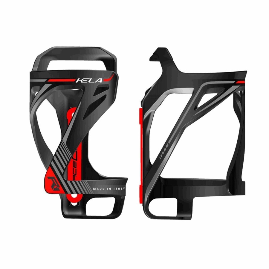 Kela bottle cage in black/red polycarbonate - side entry - 1