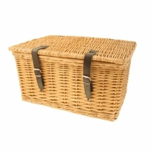 Rectangular wicker basket natural color 47x31x25h cm with lid - 1