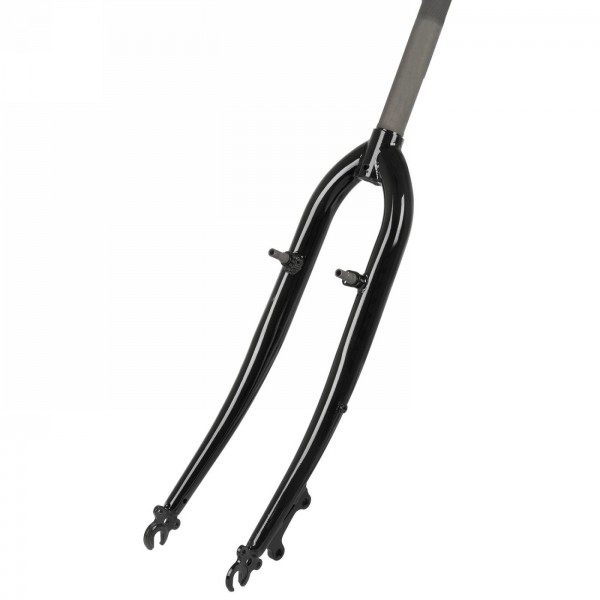 Horquilla de trekking 28', 1.1/8' cono 30.0, 240/130 mm, con piezas braze-on para low rider, para freno v y de disco, negra - 1