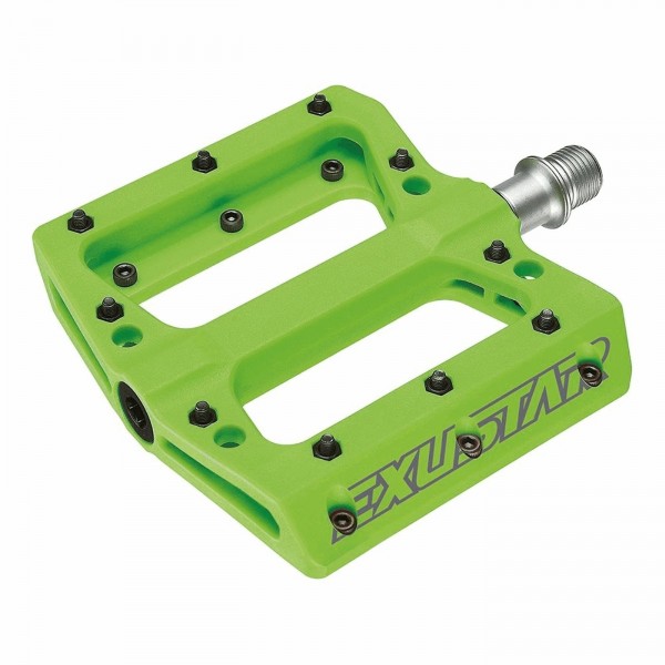 Pedal e-pb71 mtb 105x108mm en termoplástico verde - conexión flat - 1