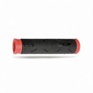 Poignées vtt soft touch 125mm en caoutchouc noir/rouge - 1