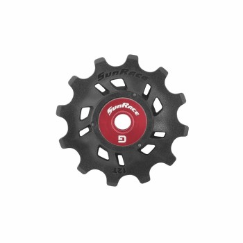 Universal gearbox pulley 12 teeth black/red with ball bearings - 1